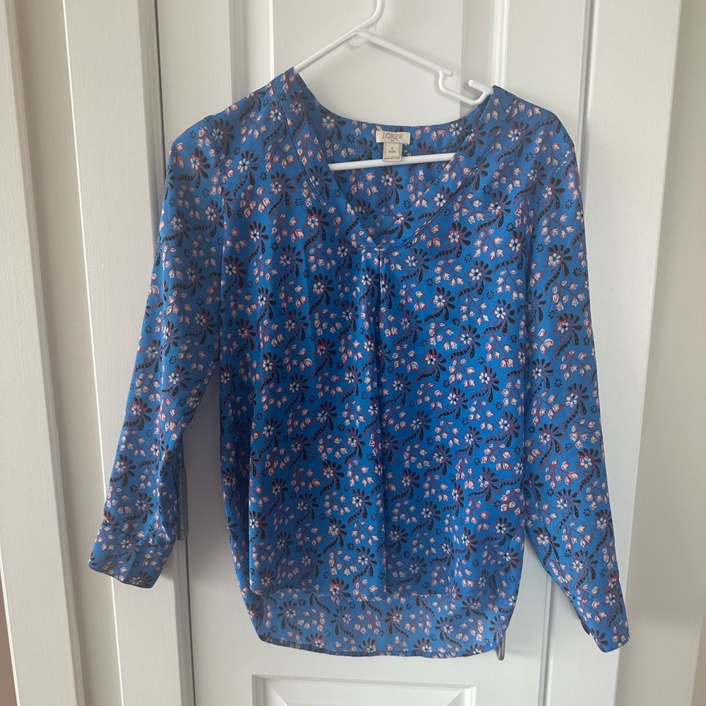 J Crew Printed Pullover Blouse / Petite / Small